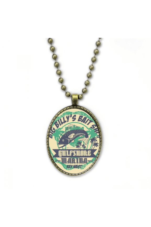 fish coconut tropical art deco fashion necklace vintage chain bead pendant jewelry collection