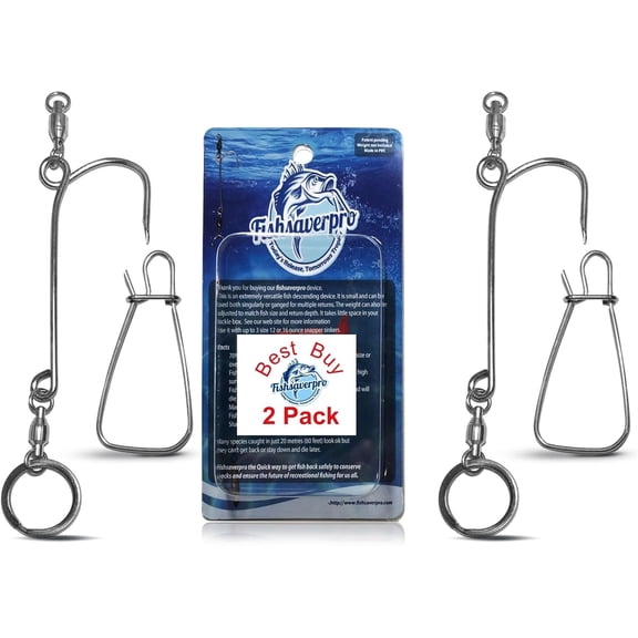 fish descending return device - 2 Pack- Compact & reliable release device built for long life. No mechanical release to fail. Great for red snapper. Unlike venting tools NOAA preferred.