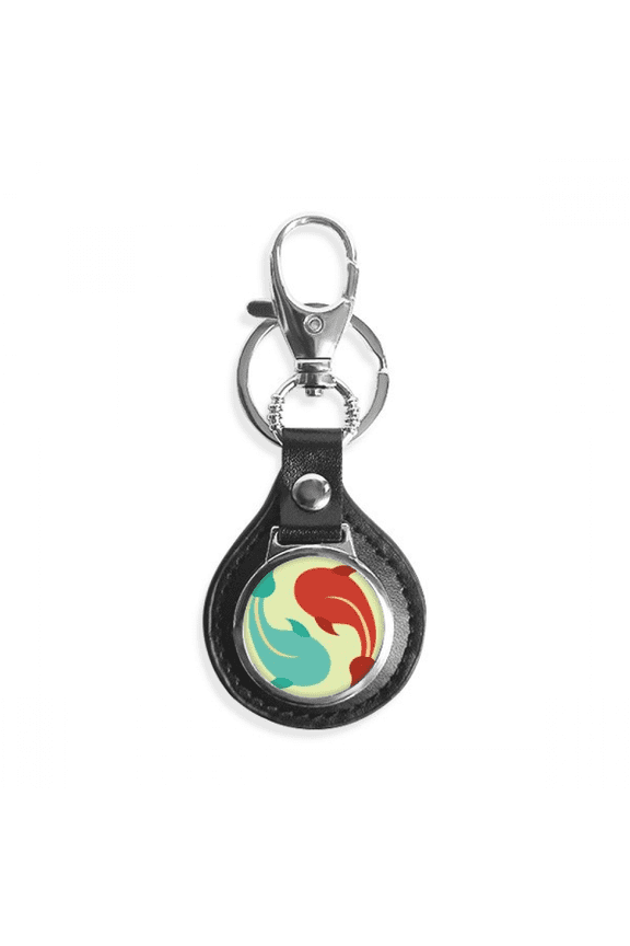 fish twins taichi pattern key link chain keyholder finder hook metal