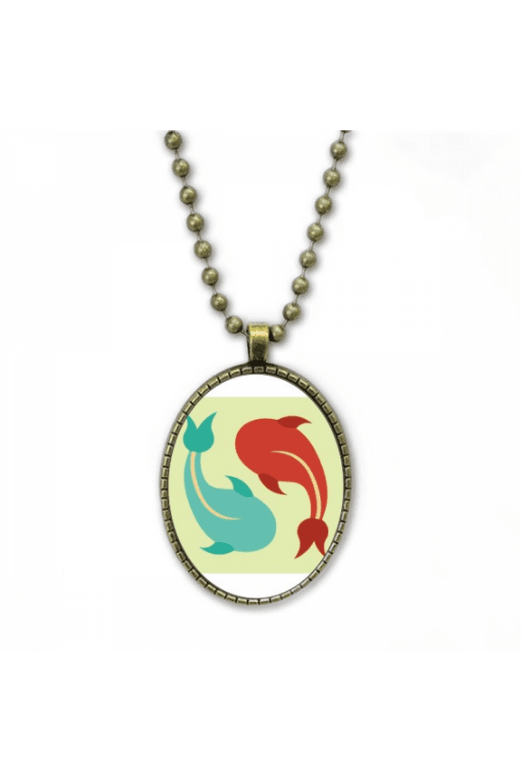 fish twins taichi pattern necklace vintage chain bead pendant jewelry collection