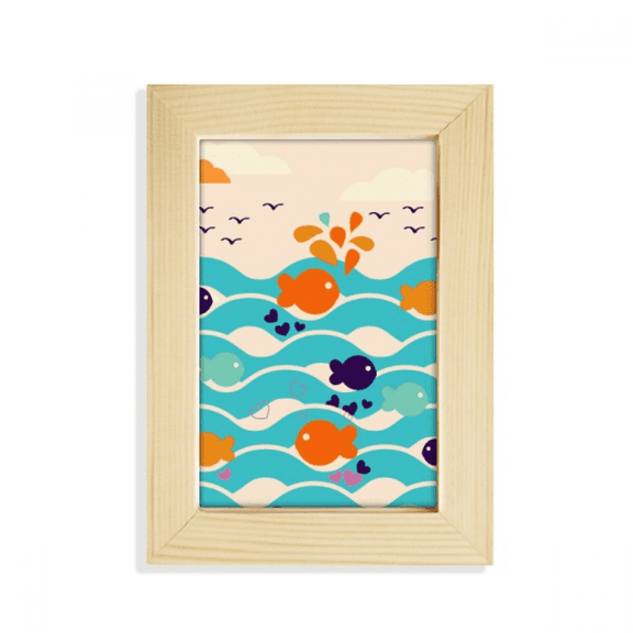 fish wave cloud desktop display photo frame picture art painting 5x7 inch