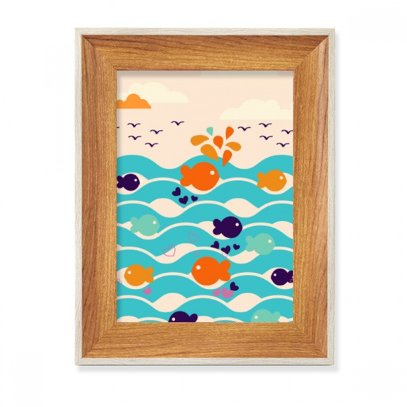 fish wave cloud desktop wooden photo frame display picture art painting multiple sets