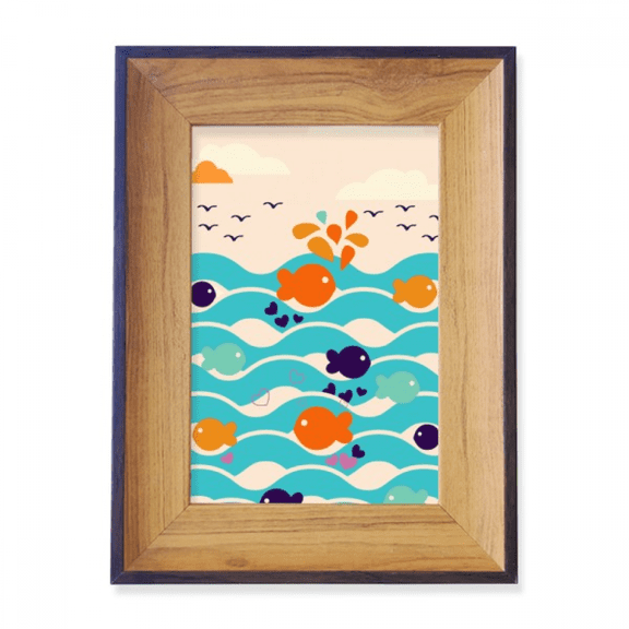 fish wave cloud photo frame exhibition display art desktop painting