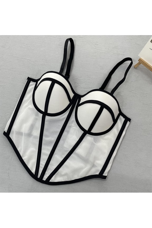 fishbone corset, mesh color-block fishbone shapewear, summer hot girl waist-slimming corset