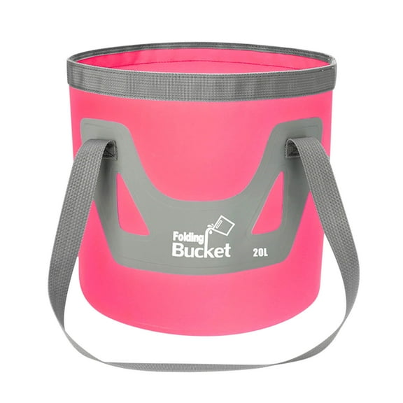 Collapsible Bucket with Handle, Lightweight Folding Water Container, Portable Collapsible Bucket for Fishing, Camping, Hiking, Backpacking, Outdoor Survival, Car Washing Pink 20L