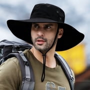 Cowin Sun Hat for Men Sun Protection Wide Brim Bucket Hat Waterproof Breathable Packable Boonie Hat for Fishing Black
