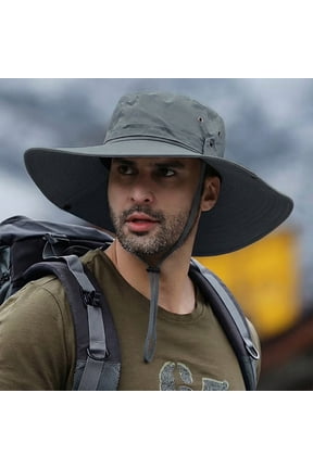 Sun Hat for Men Sun Protection Wide Brim Bucket Hat Waterproof Breathable Packable Boonie Hat for Fishing Grey