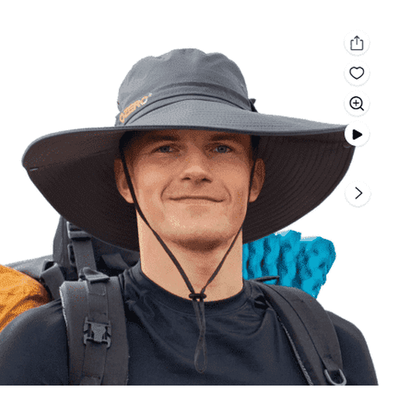 Cowin Sun Hat for Men Sun Protection Wide Brim Bucket Hat Waterproof Breathable Packable Boonie Hat for Fishing Grey