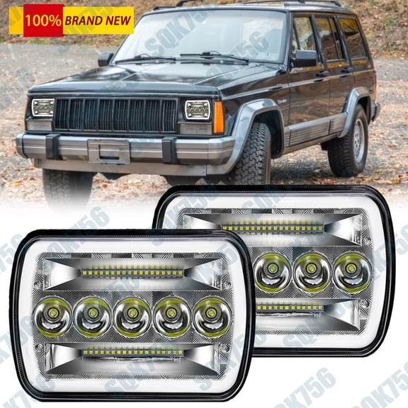 fit 1984-2001 for Jeep Cherokee XJ 1984-2001 Pair 5x7" LED Headlights Projector