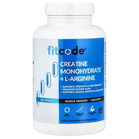 fitcode Creatine Monohydrate + L-Arginine, 120 Veggie Capsules