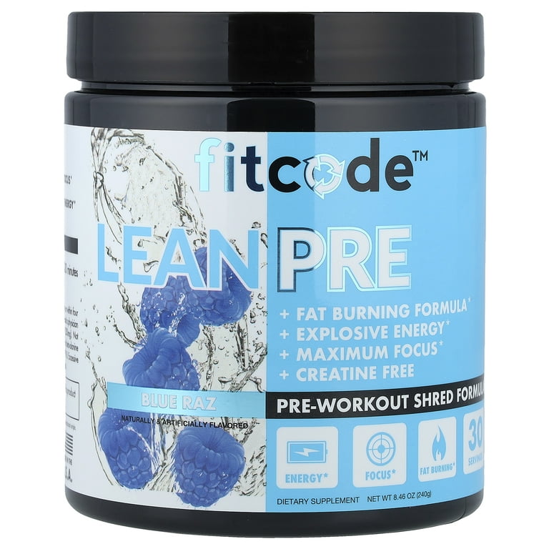 fitcode LeanPre, Pre-Workout Shred Formula, Blue Raspberry, 8.46
