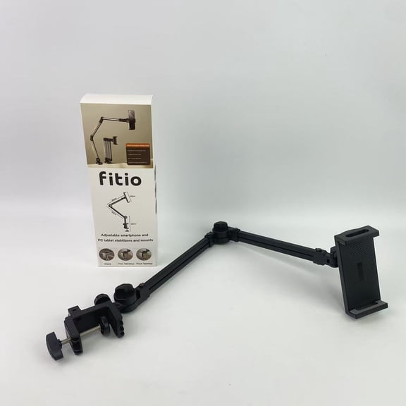 fitio Adjustable smartphone and PC tablet stabilizers and mounts, Tablet Stand Holder, Adjustable Foldable Tablet Arm iPad Desk Mount with 360Rotate Base, Phones or Other 4-15.6" Device