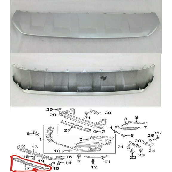fits 2016- 19 Q7 base front bumper cover lower valance spoiler skid plate trim silver