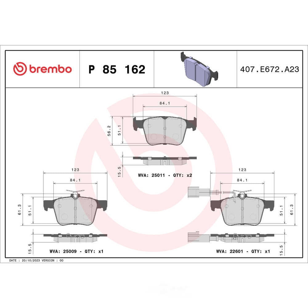 Brembo P85162 PRIME Low-Met Brake Pad Set