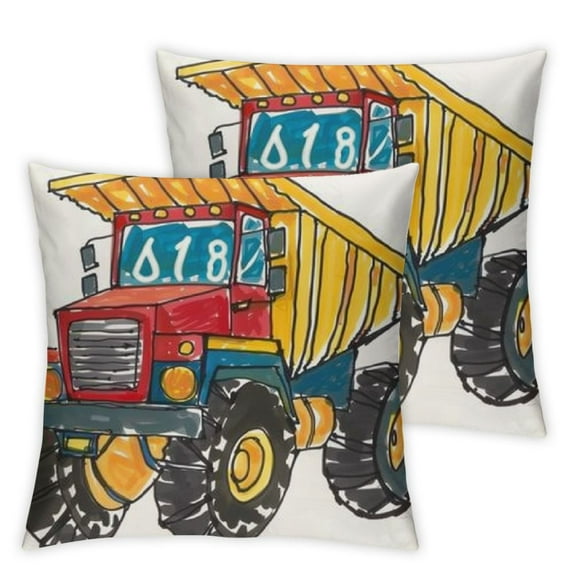 five  Birthday Boy Construction Dump Truck Years Old Throw Pillow