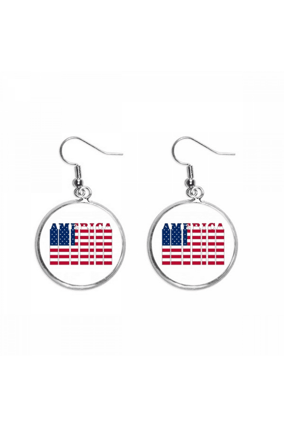 flag country letter usa ear dangle silver drop ear jewelry woman