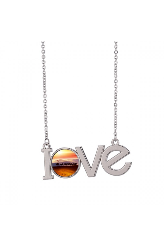 flag journey silk road camel desert love necklace pendant charm jewelry