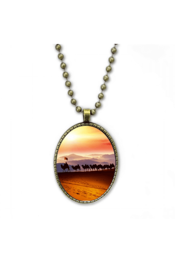 flag journey silk road camel desert necklace vintage chain bead pendant jewelry collection