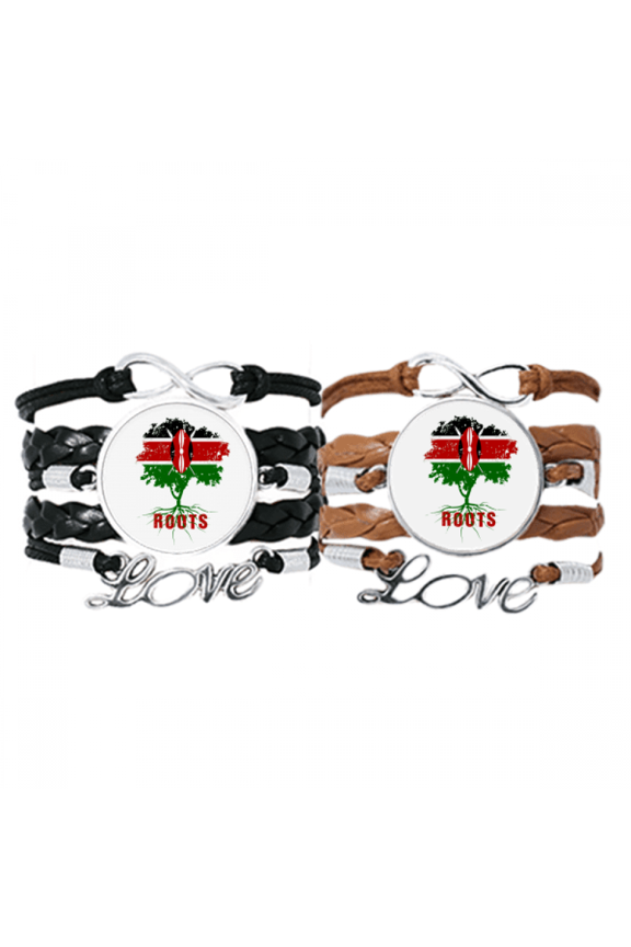 flag root faly kenya art deco fashion bracelet hand strap leather wristband double set