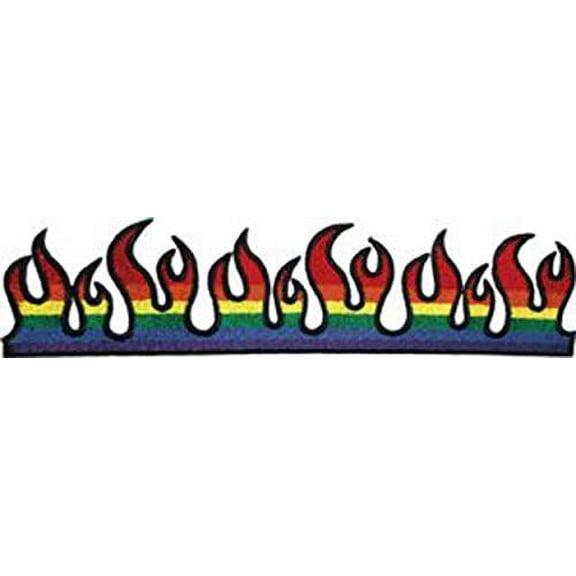 flame rainbow, officially licensed original artwork, high quality iron-on / sew-on, 4' embroidered patch