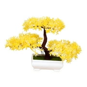 flameer Artificial Bonsai Tree Decorative Fake Plants in Pot for Garden Desktop Home Yellow