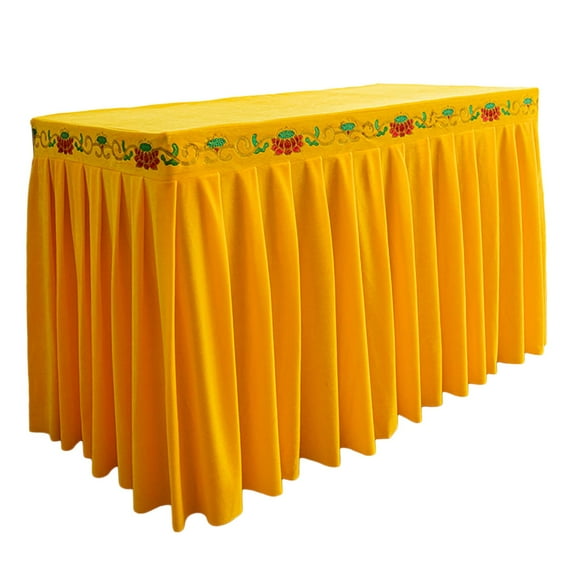 flameer Buddhist Tablecloth Lotus Flower Design Rectangular Oriental Soft Buddhist Table Light Yellow Flowers