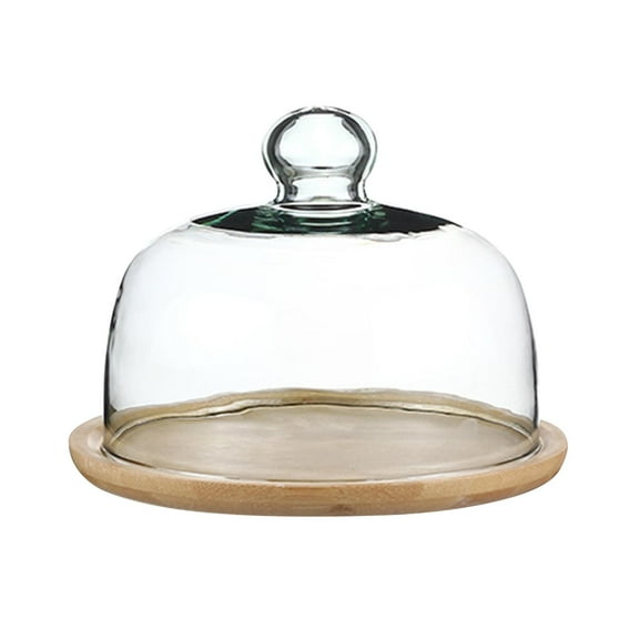 flameer Cake Stand with Glass Dome Tableware Fruit Dessert Plate Cake Serving Tray for for 8in Cake