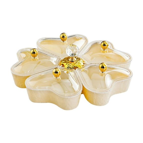flameer Divided Serving Dish Snack Serving Bowl Dried Fruit Dish Rotatable Snack Platter With Clear Lid