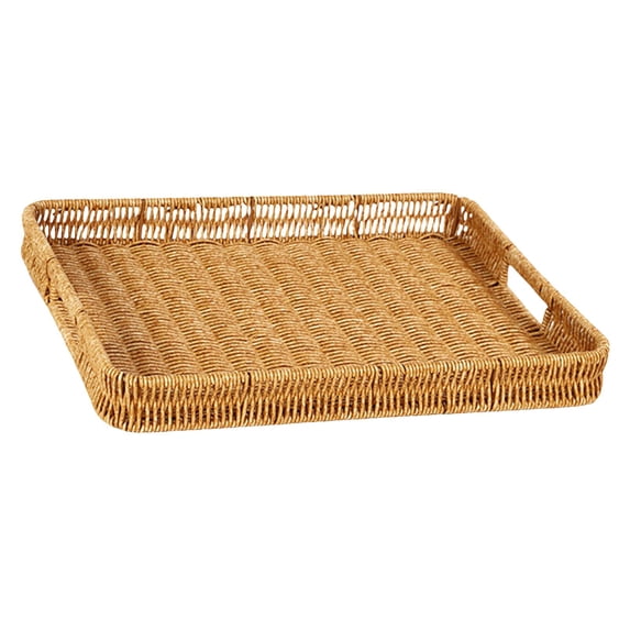 flameer Rattan Wicker Storage Basket Home Decor Entryway Dinner Table Handwoven Tray Rectangular L
