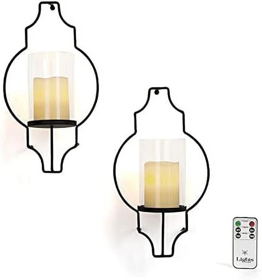 flameless candle wall sconces glass holders with flickering led