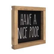 flangairy Funny Bathroom Sign Wall Decor, Wood Have A Nice Poop Sign, Humor Half Bath Restroom Toilet Shelf Art Home Decorations Accessories