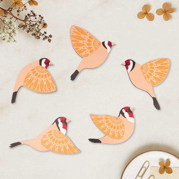 5 Pcs Wooden Bird Wall Art Wood Flying Birds Wall Decor Rustic Folk Art Scandinavian Home Decor for Gift Living Room Bedroom Kitchen Office(Black)