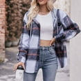 thumbnail image 1 of flannels for women boyfriend style, Womens Plaid Shirts Long Sleeve Button Down Shacket Jackets Lightweight Loose Fit Fall Tops with Lapel Collar Shackets plaid shirt, 1 of 7