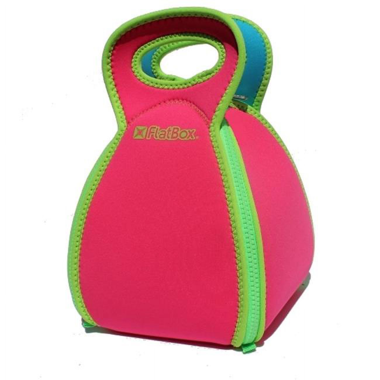 Flatbox 100-0101 17.5 x 17.5 in. Regular Lunch Box with Placemat - Blue, Pink & Green, Adult Unisex