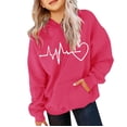 thumbnail image 1 of fleece Hoodies for teen girls casual oversized Heart Print Sweatshirt With Hood Girls Boys Long Sleeve pocket Pullover tops, 1 of 5