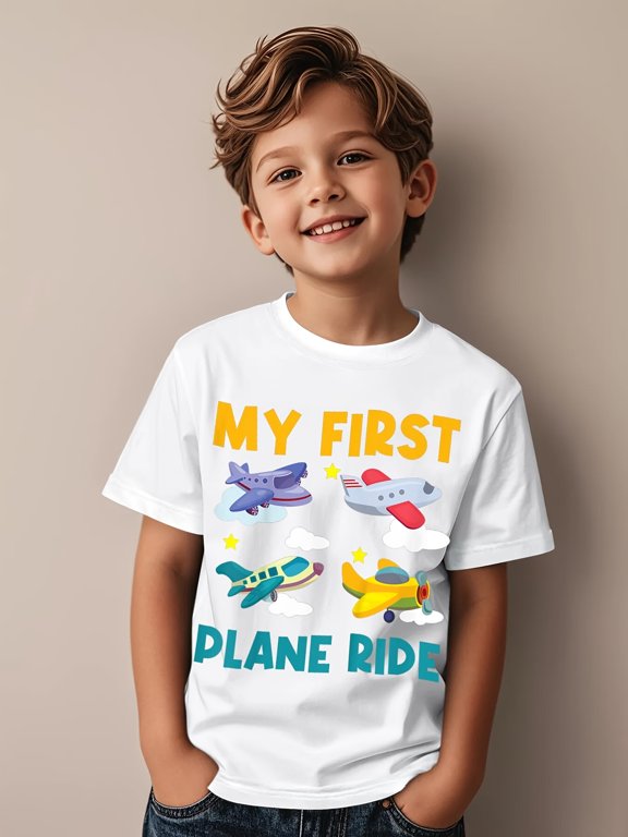 flight airplane novelty t shirt aviation themed graphic tee with airplane and round neck short sleeve top for boys and flight birthday outfit casual comfortable