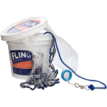 fling cast net (clear/blue, 6-feet radius / 3/8-inch mesh)