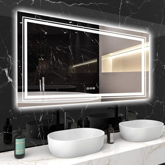 fliptradeinc 48 x 24 Inch LED Mirror Bathroom Vanity Mirrors Wall Mounted Anti-Fog - 48'' X 24''
