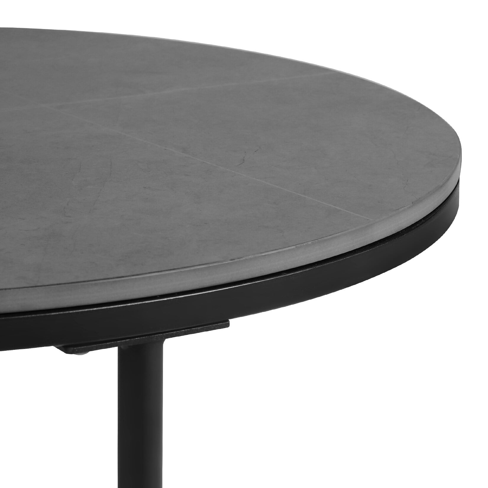Round Black Metal and Sintered Stone Nesting Coffee Table Set