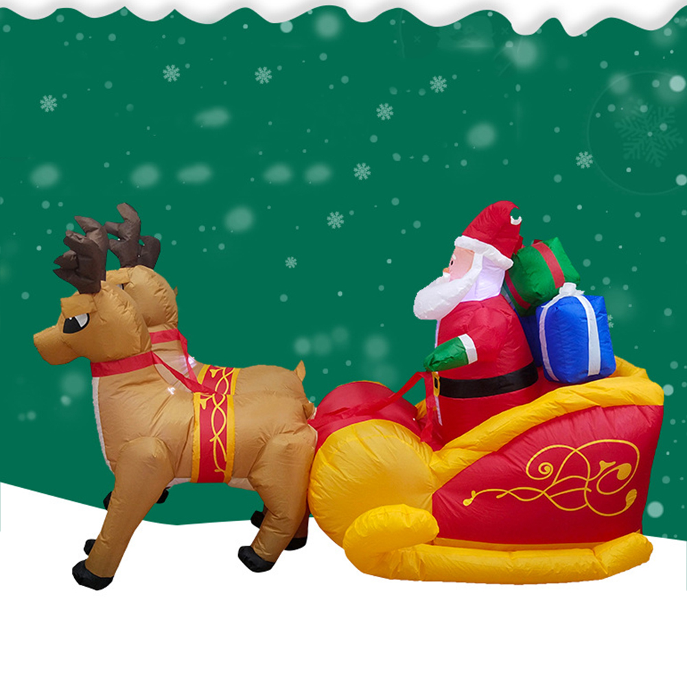 flm 2.2m Christmas Inflatable LED Light Santa Sled Doll Party Decoration Ornament