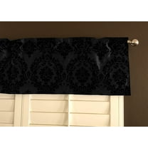 flocking damask taffeta window valance 56 wide black on black