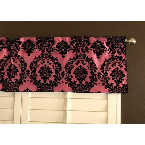 flocking damask taffeta window valance 56 wide coral