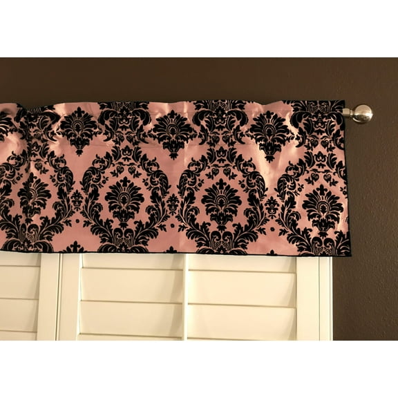 flocking damask taffeta window valance 56 wide peach