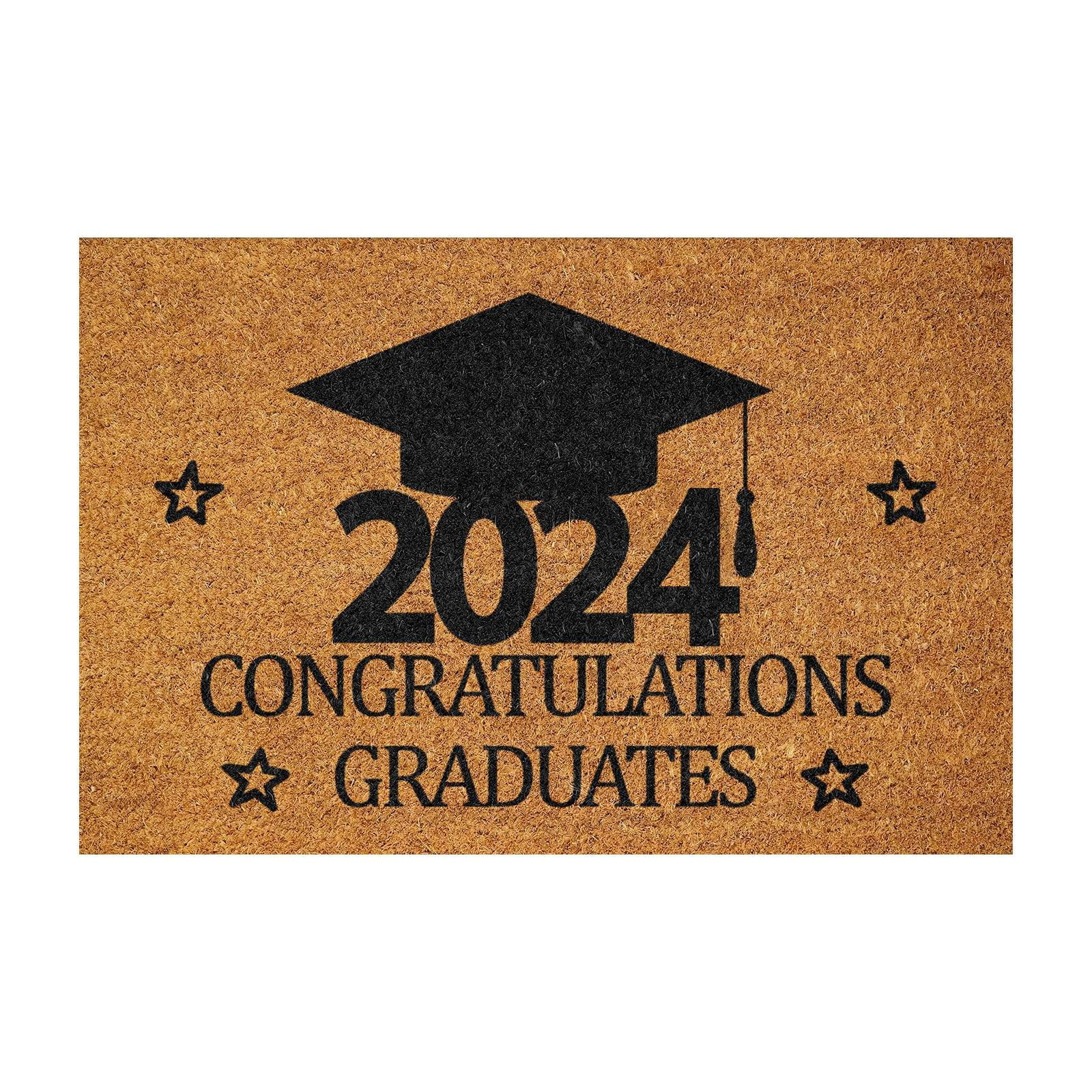 floor mats graduation door banner 2024 welcome doormat funny cat ...