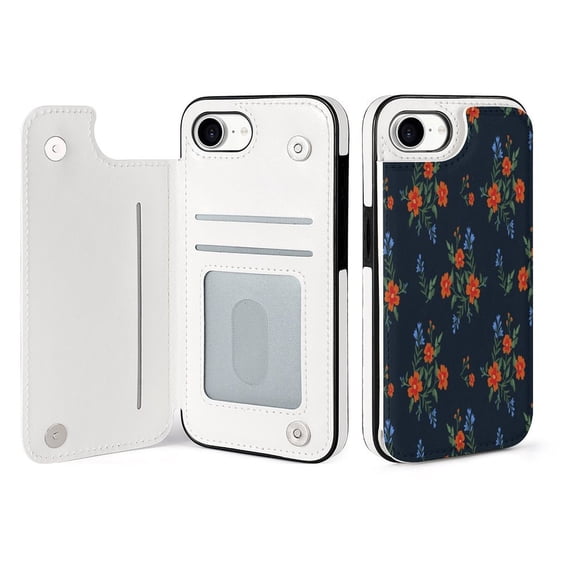 floral Leather Wallet Case for iPhone 16 Pro Max 16E 16SE4 16PRO Wallet Case Card Holder Flip
