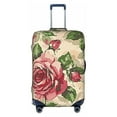 floral fabric with red and pink roses on beige background Luggage Cover