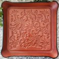 thumbnail image 1 of floral leather valet tray, premium 8 oz brown leather, embossed paisley style pattern, 1 of 4