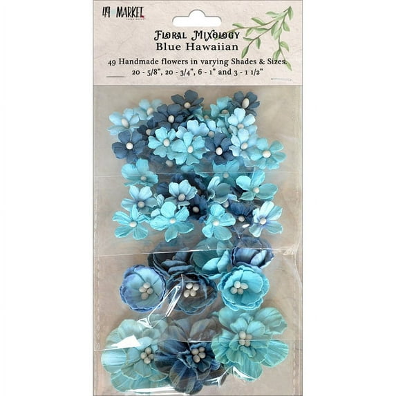floral mixology paper flowers assorted sizes 49/pkg-blue hawaiian