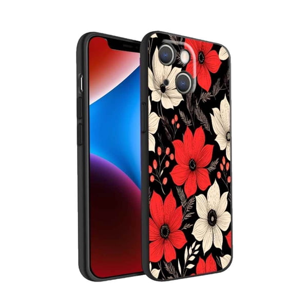 floral-pattern-boho-colorful-551 Phone Case, Designed for iPhone 14 Plus Case Soft Silicon for women girls boys wife gift,Shockproof Phone Cover