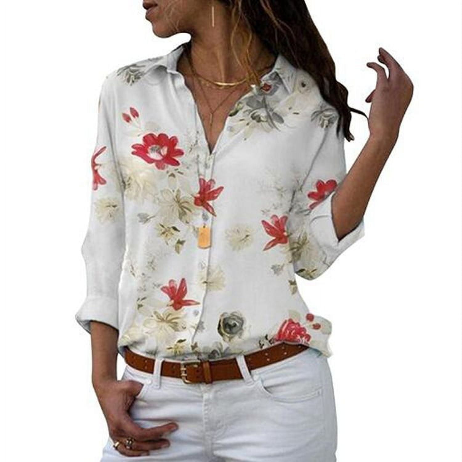 floral shirt women's shirt - Walmart.com